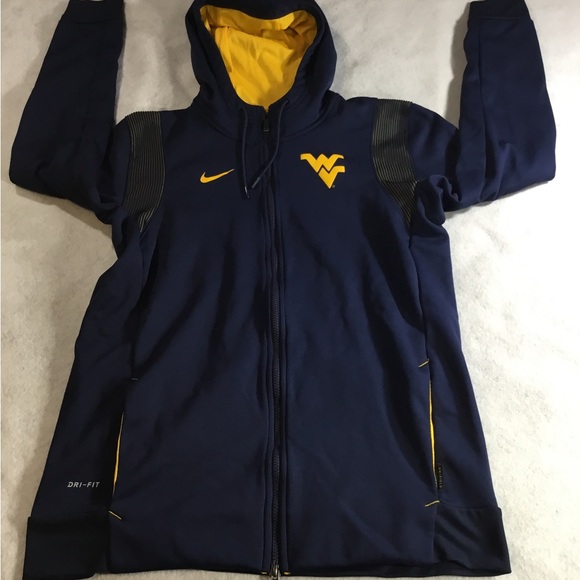 Nike Other - Nike Men’s West Virginia Navy and Gold Dri-FIT Hoodie SZ Large gently used #247